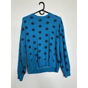 Vintage 90s Visual Effects Blue Geometric Crewneck Sweatshirt Size Large READ